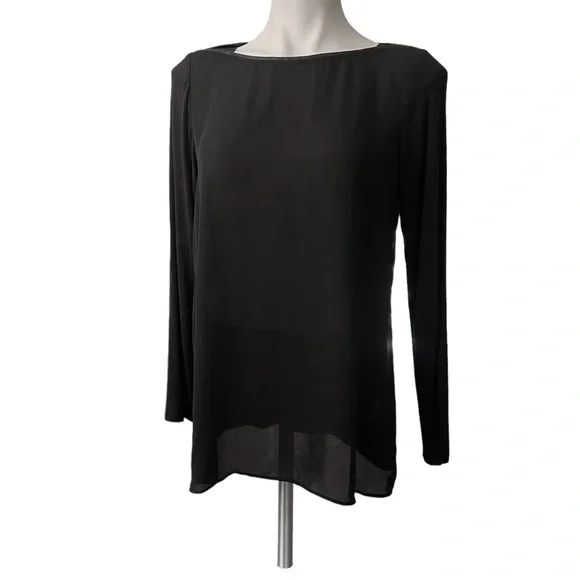 Lola & Sophie Faux Leather Piping Boat Neck Top - Picture 6 of 12